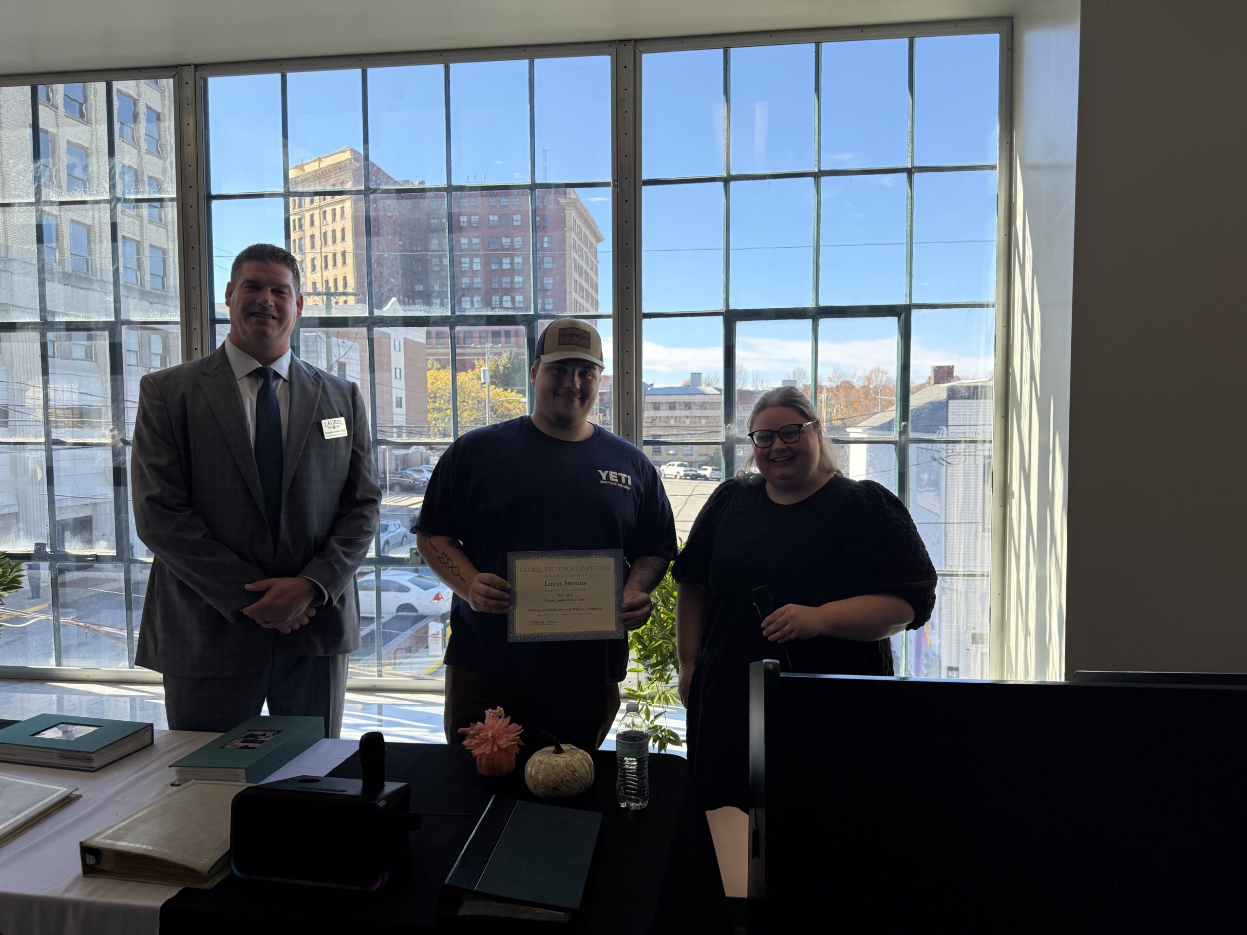 Lucas Stevens, Welding & Fabrication student, is recognized as Distinguished Graduate for the January 2026 graduating class